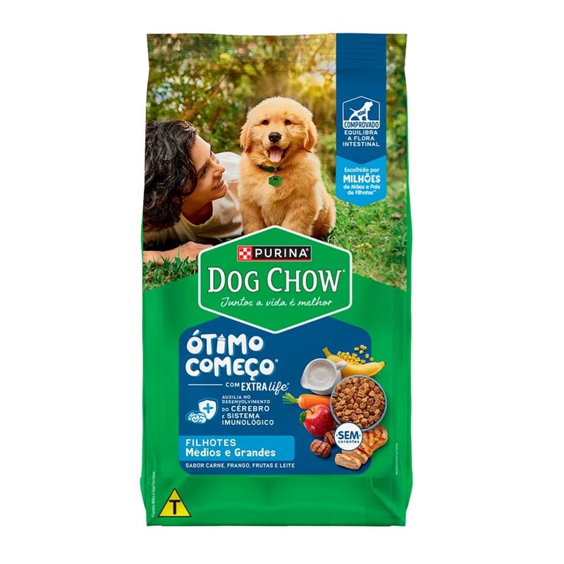 Ra  o Seca Dog Chow para C es Filhotes Porte M dio e Grande Carne  Frango e Arroz 3kg 0