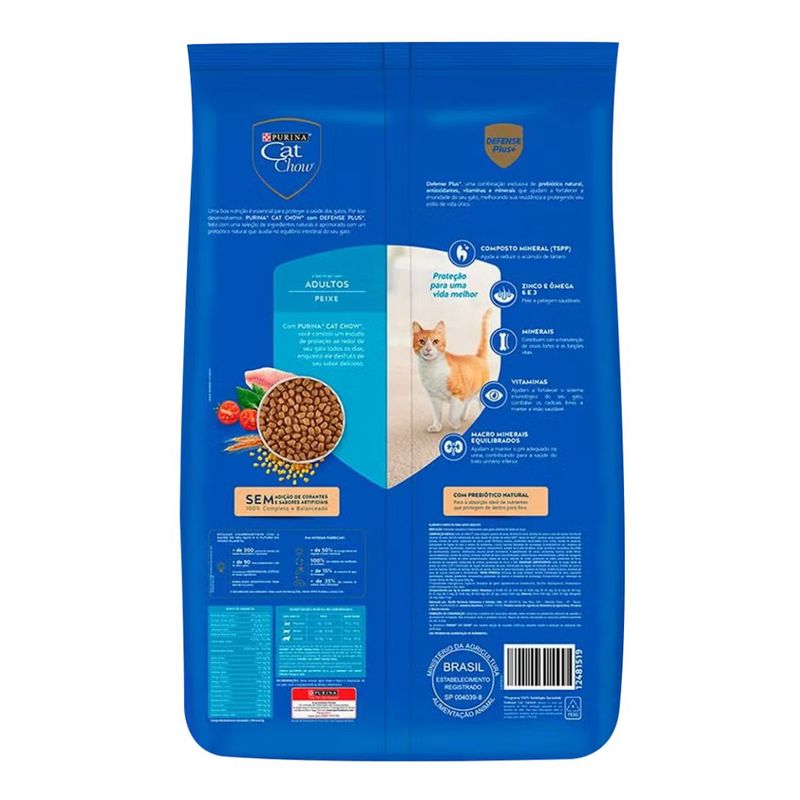 Ra  o Seca Cat Chow Defense Plus para Gatos Adultos Peixe 10 1kg 1