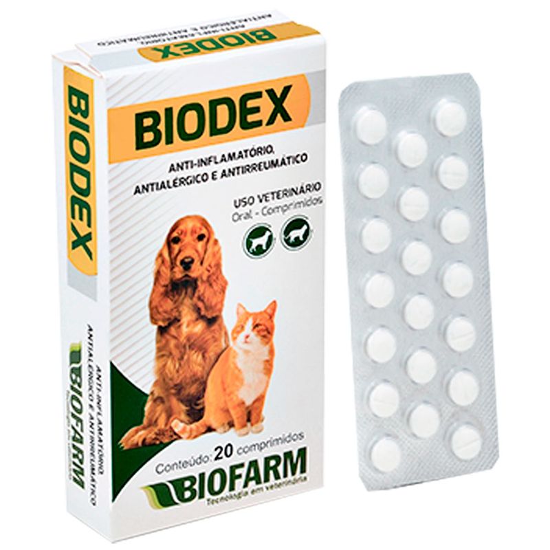 Anti-Inflamat rio Biofarm Biodex para C es e Gatos - Cont m 20 comprimidos 0
