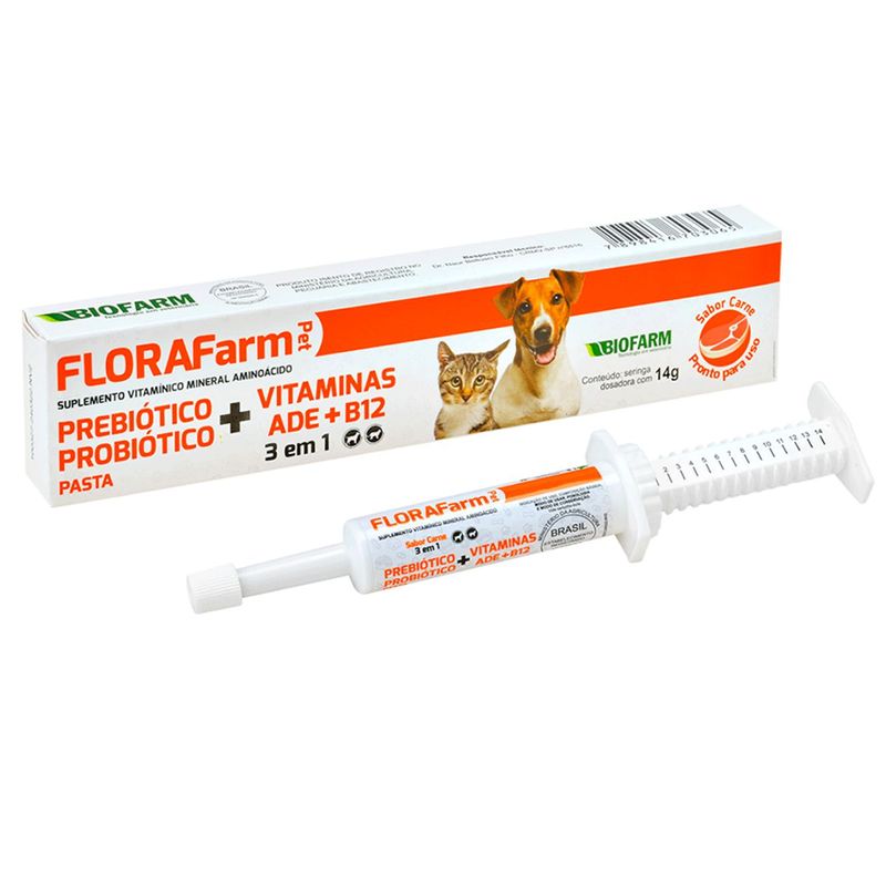 Suplemento Biofarm Florafarm Pet para C es e Gatos 14g - Cont m 1 seringa 0