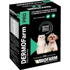 Suplemento Biofarm Dermofarm Pro Pelo e Derme para Cães e Gatos - Contém 100 comprimidos