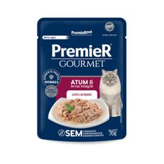 Ração Úmida Premier Gourmet para Gatos Castrados Atum e Arroz Integral 70g