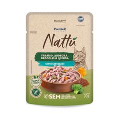 Ração Úmida Premier Nattú para Gatos Castrados Frango, Abóbora, Brócolis e Quinoa 70g