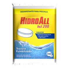 Cloro Pastilha Hidroall HCL 200 para Piscinas 200g