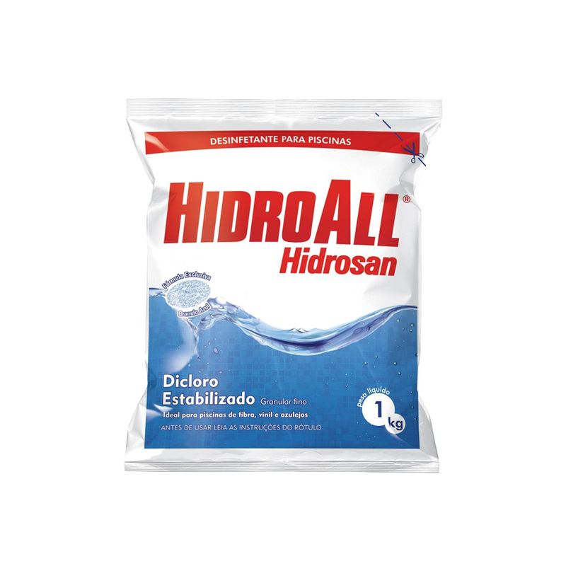 Cloro Granulado Hidroall Hidrosan Plus para Piscinas 1kg 0