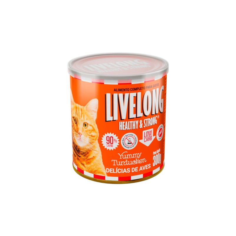 Alimento Natural Livelong para Gatos Del cias de Aves 300g 1