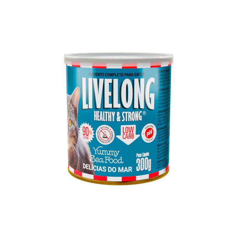 Alimento Natural Livelong para Gatos Del cias do Mar 300g 0