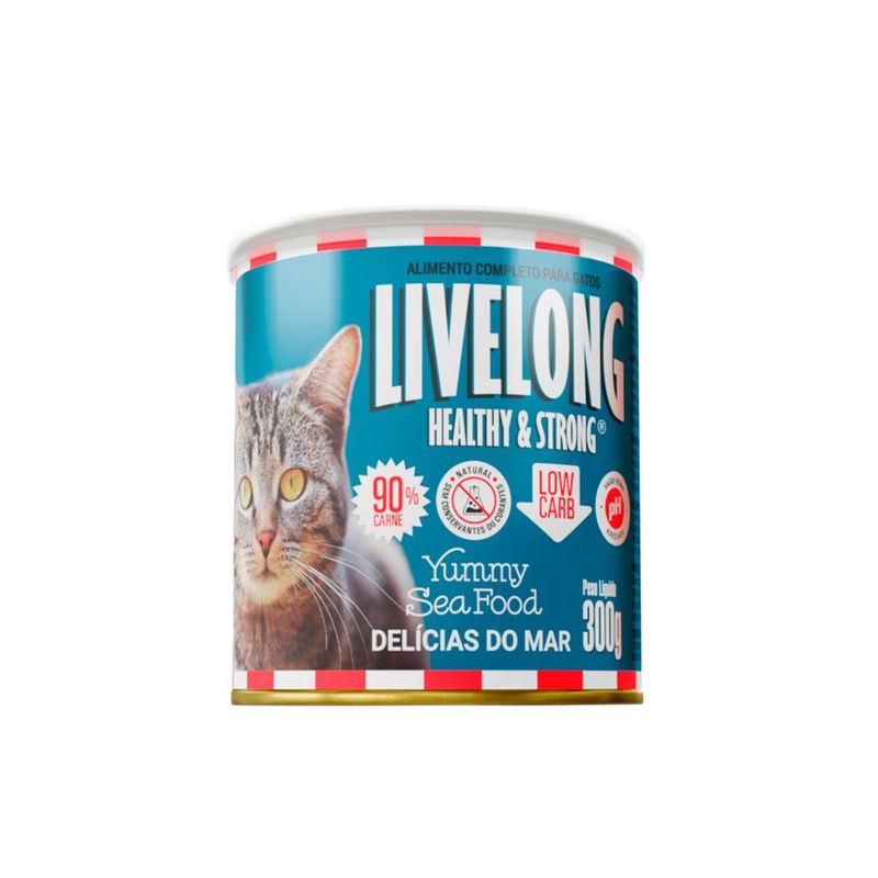 Alimento Natural Livelong para Gatos Del cias do Mar 300g 1