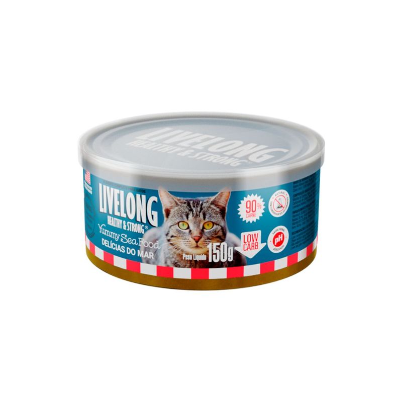 Alimento Natural Livelong para Gatos Del cias do Mar 150g 2