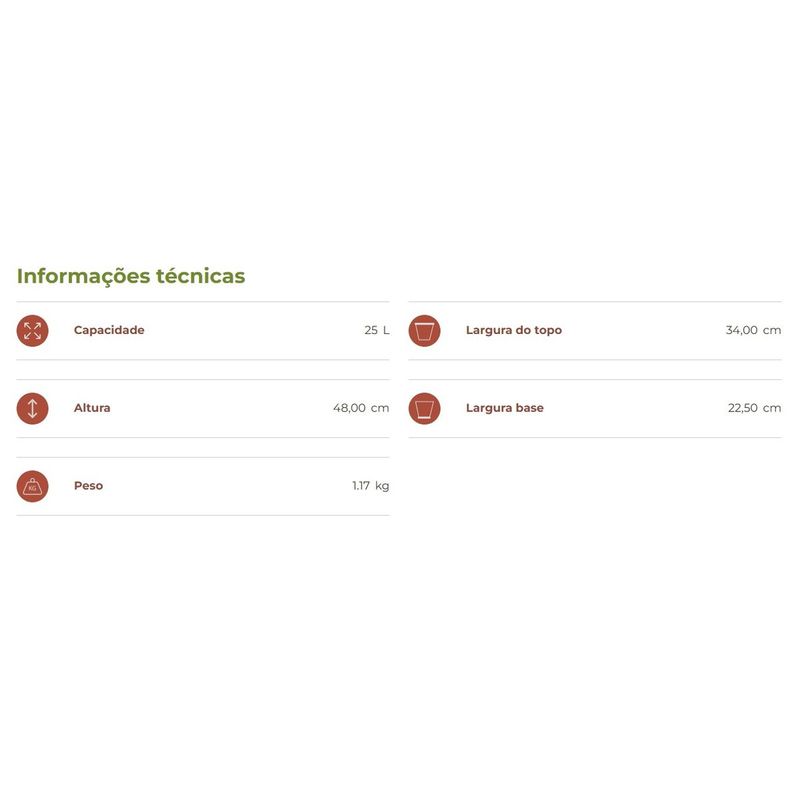 Vaso Nutriplan Grafiato C nico para Plantas Cor Preto 48cm 2