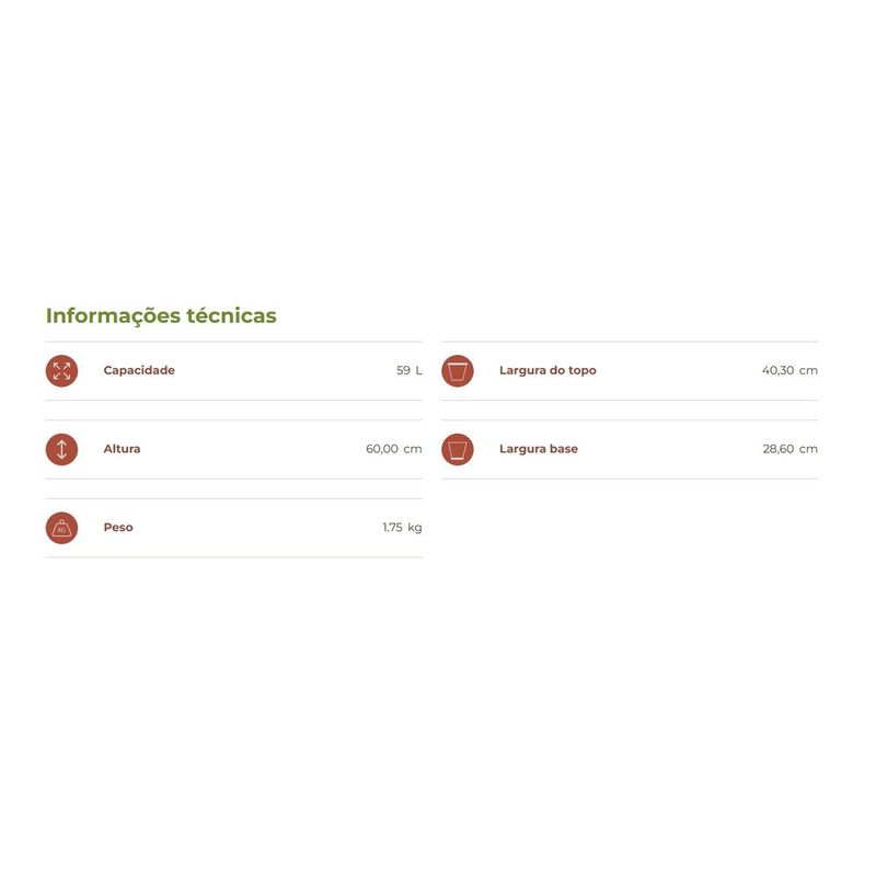 Vaso Nutriplan Tina C nico para Plantas Cor Carvalho 60cm 3