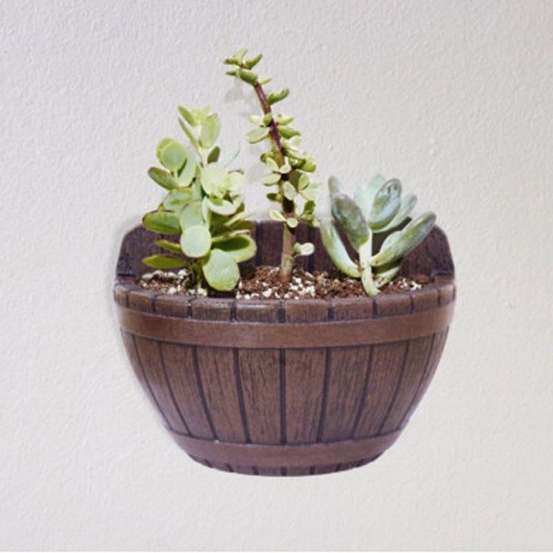 Vaso Nutriplan Tina Meia Lua de Parede para Plantas Cor Carvalho 32cm  1