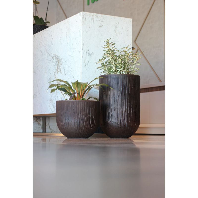 Vaso Nutriplan Relevo Redondo para Plantas Cor Cimento 40cm 1