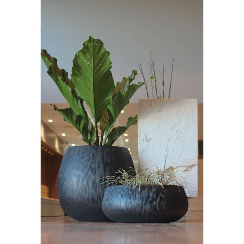 Vaso Nutriplan Relevo Oval para Plantas Cor Cimento 56cm 1