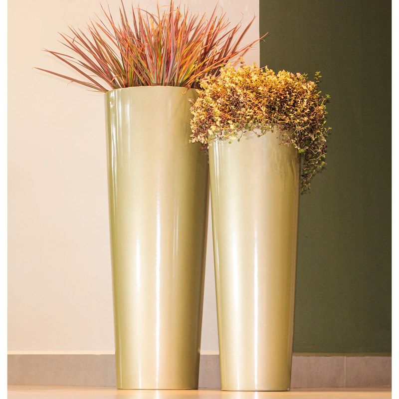 Vaso Nutriplan Classic Prime Cone para Plantas Cor Cinza Met lico 70cm 1