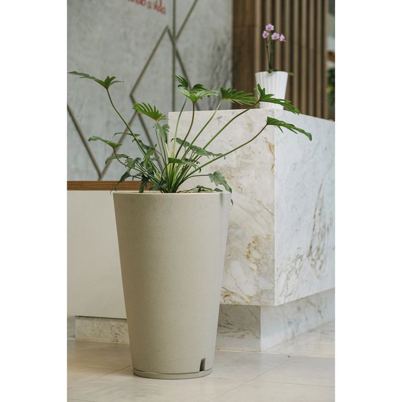 Vaso Nutriplan Petra C nico com Prato para Plantas Cor Preto 60cm 1