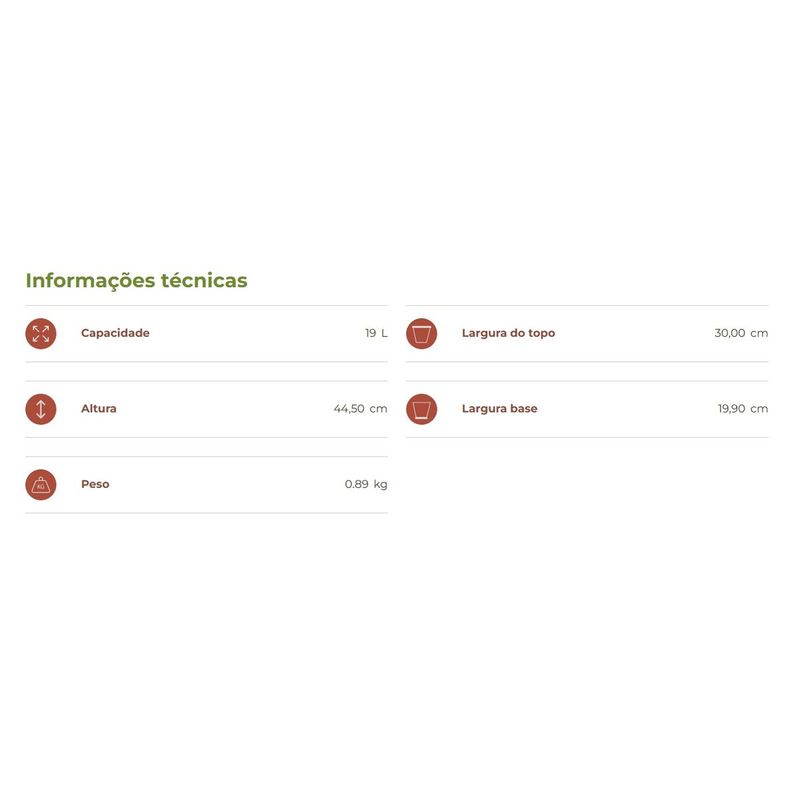 Vaso Nutriplan Petra C nico com Prato para Plantas Cor Cimento 45cm 2