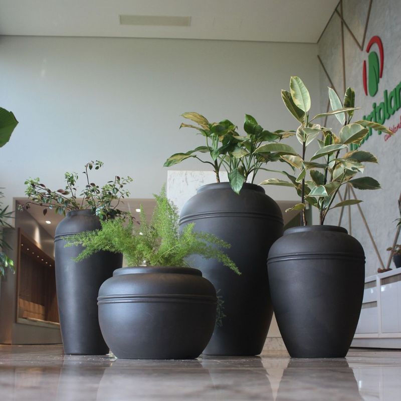 Vaso Nutriplan Persa Redondo para Plantas Cor Cimento 40cm 1
