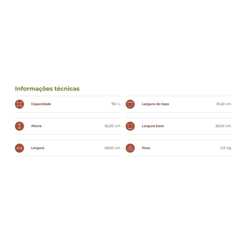 Vaso Nutriplan Persa Redondo para Plantas Cor Cimento 62cm 2