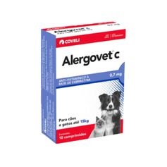Antialérgico Coveli Alergovet C 0,7mg para Cães e Gatos de até 15kg -  Contém 10 comprimidos