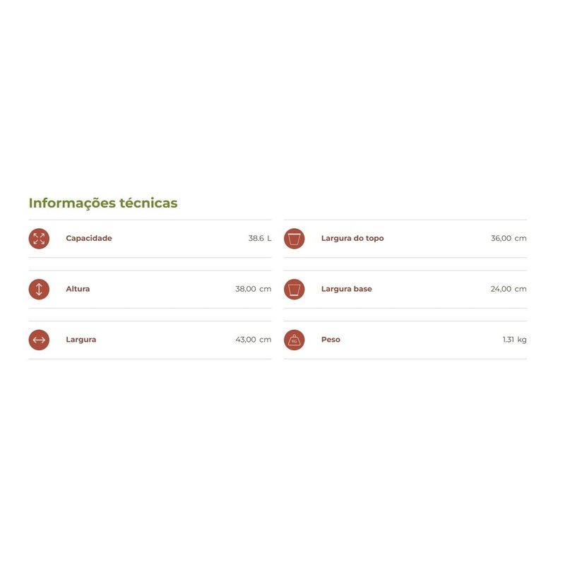 Vaso Nutriplan Luna Oval para Plantas Cor Preto 38cm 1