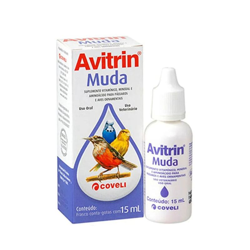 Suplemento Vitam nico Coveli Avitrin Muda para Aves 15ml 1