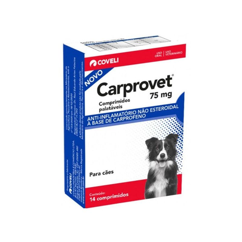 Anti-Inflamat rio Coveli Carprovet para C es 75mg - Cont m 14 comprimidos  0