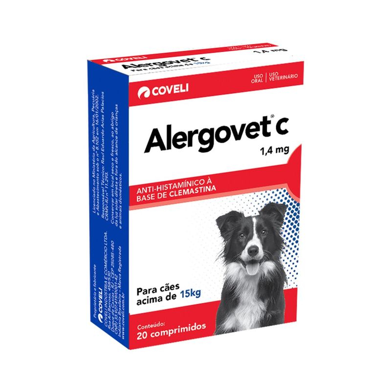 Antial rgico Coveli Alergovet C 1 4mg para C es acima de 15kg - Cont m 20 comprimidos 0