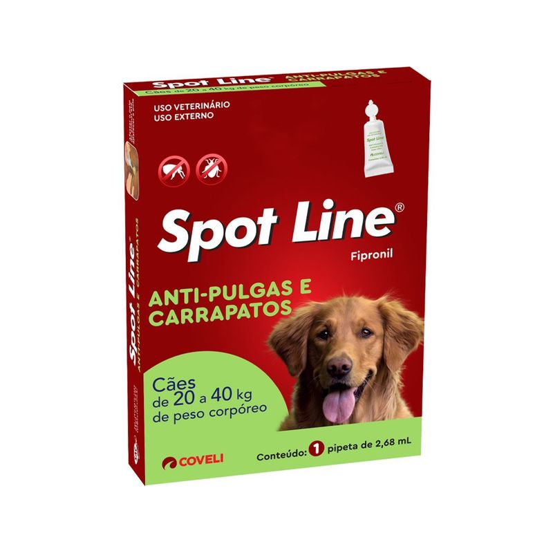 Antipulgas e Carrapatos Coveli Spot Line 2 68ml para C es de 20kg at  40kg - Cont m 1 pipeta 0
