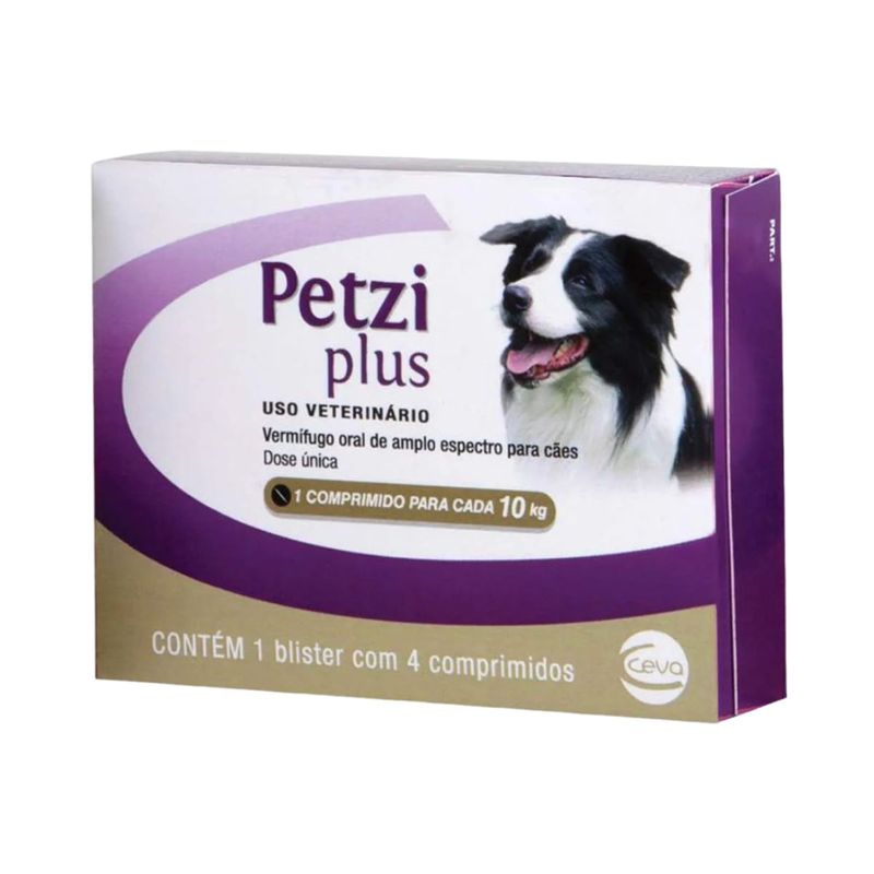 Verm fugo Ceva Petzi Plus 700mg para C es at  10kg - Cont m 4 comprimidos 0
