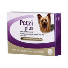 Vermífugo Ceva Petzi Plus 350mg para Cães até 5kg - Contém 4 comprimidos