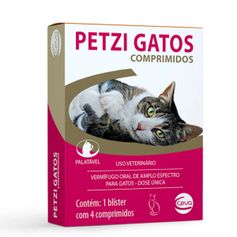 Vermífugo Ceva Petzi Gatos 600mg para Gatos - Contém 4 Comprimidos