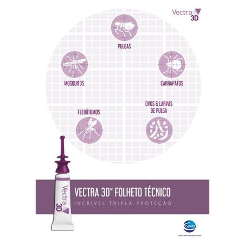 Antipulgas Ceva Vectra 3D 8ml para C es de 40kg at  67kg - Cont m 3 pipetas 4