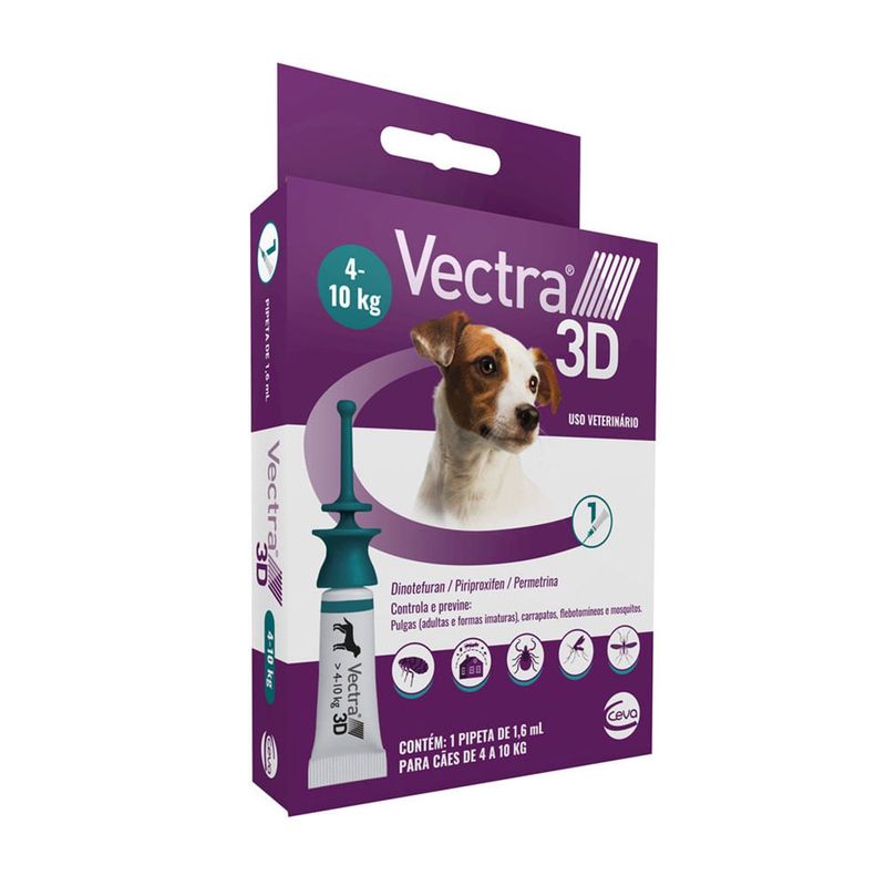 Antipulgas Ceva Vectra 3D 1 6ml C es de 4kg at  10kg - Cont m 1 pipeta 1
