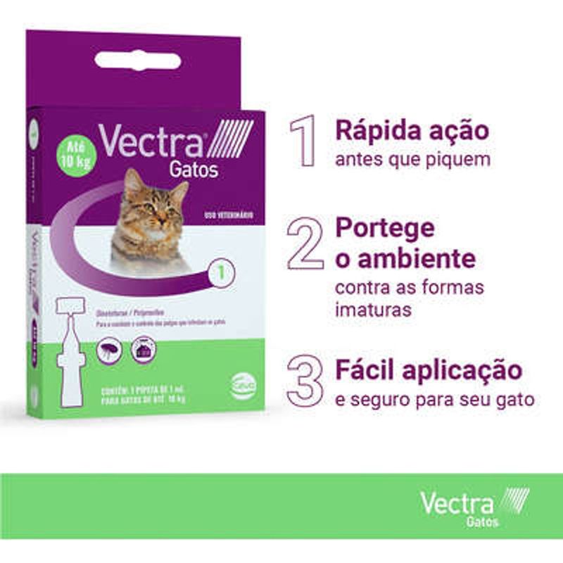 Antipulgas Ceva Vectra 1ml para Gatos at  10kg - Cont m 1 pipeta 1