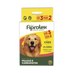 Antipulgas Ceva Fiprolex 2,68ml para Cães de 21kg até 40kg - Contém 3 pipetas