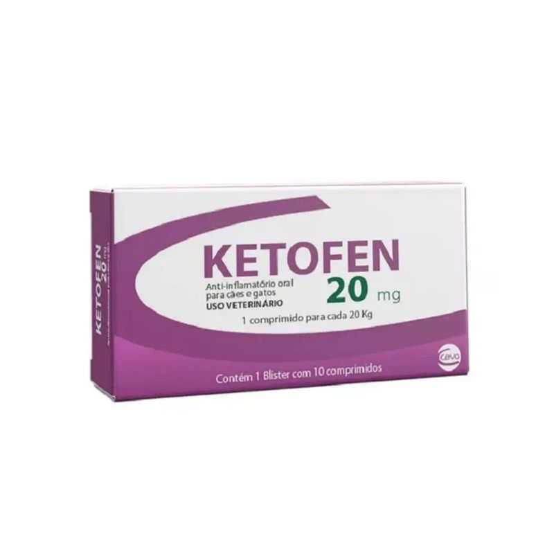 Anti-Inflamat rio Ceva Ketofen 20mg para C es e Gatos - Cont m 10 comprimidos 0