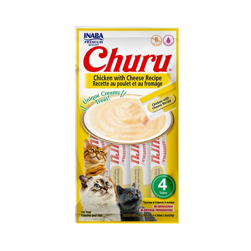 Petisco Churu para Gatos Galinha com Queijo - Pacote com 04 unidades de 14g cada 0
