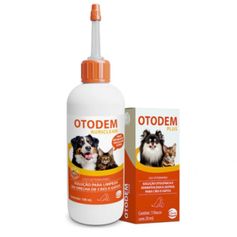 ***Kit Solução Otite Ceva Otodem Plus 20ml + Otodem Auriclean 100ml para Cães e Gatos