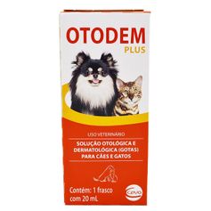 ***Solução Otológica e Dermatológica Ceva Otodem Plus para Cães e Gatos 20 ml - Contém 1 frasco