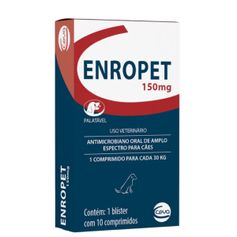 Antibiótico Ceva Enropet 150mg para Cães - Contém 10 comprimidos