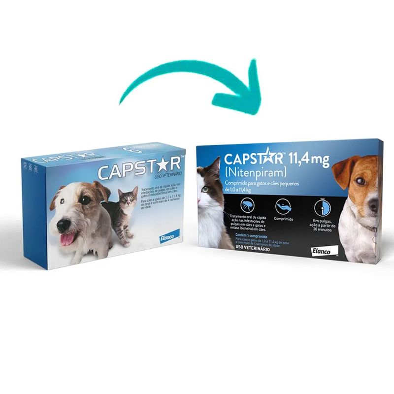 Antipulgas Elanco Capstar 11 4mg para C es e Gatos de 1kg at  11 4kg - Cont m 6 comprimidos  1