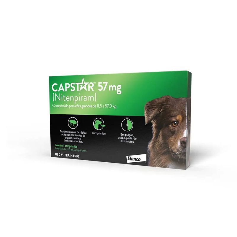 Antipulgas Elanco Capstar 57mg para C es de 11 5kg at  57kg - Cont m 1 comprimido 0