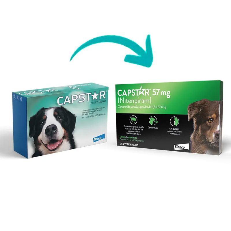 Antipulgas Elanco Capstar 57mg para C es de 11 5kg at  57kg - Cont m 1 comprimido 1