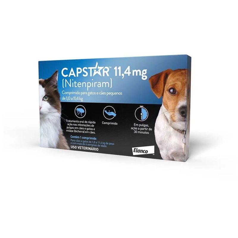 Antipulgas Elanco Capstar 11 4mg para C es e Gatos de 1kg at  11 4kg - Cont m 1 comprimido  0