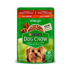 Ração Úmida Dog Chow para Cães Adultos Porte  Mini e Pequeno Carne Sachê 100g