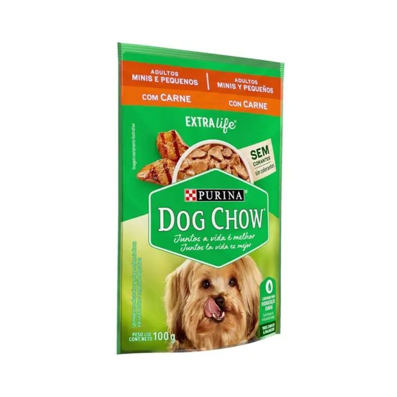 Ra  o  mida Dog Chow para C es Adultos Porte  Mini e Pequeno Carne Sach  100g 1