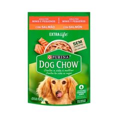 Ração Úmida Dog Chow para Cães Adultos Porte Mini e Pequeno Salmão Sachê 100g