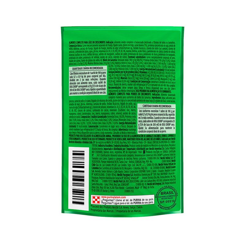 Ra  o  mida Dog Chow para C es Filhotes Carne Sach  100g 1