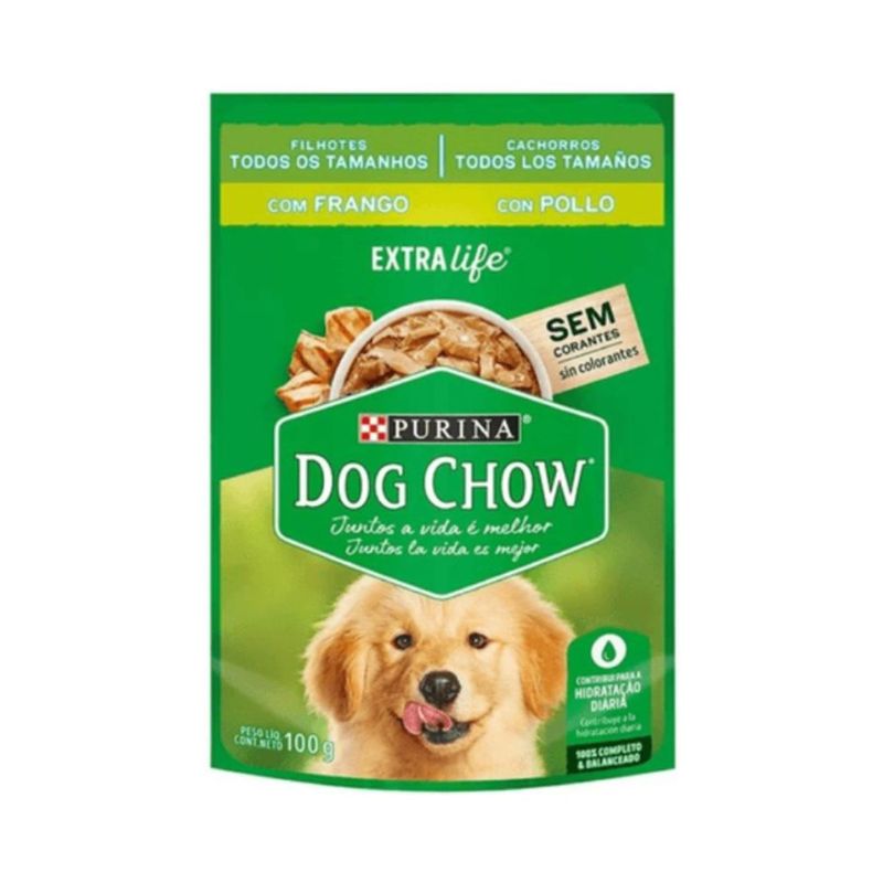 Ra  o  mida Dog Chow para C es Filhotes Frango Sach  100g 0
